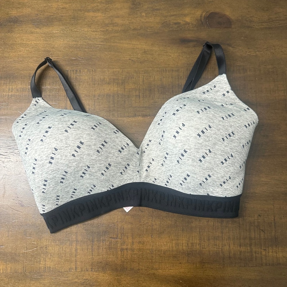 Victorias Secret PINK Wear Everywhere Wireless Lightly Lined Bra Gray 36DD